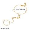 Wholesale Women's Fashion Geometric Diamondencrusted Zircon 18K Gold Vacuum Plated Stainless Steel Finger Chain Integrated Bracelet