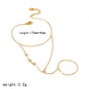 Wholesale Women's Fashion Geometric Diamondencrusted Zircon 18K Gold Vacuum Plated Stainless Steel Finger Chain Integrated Bracelet