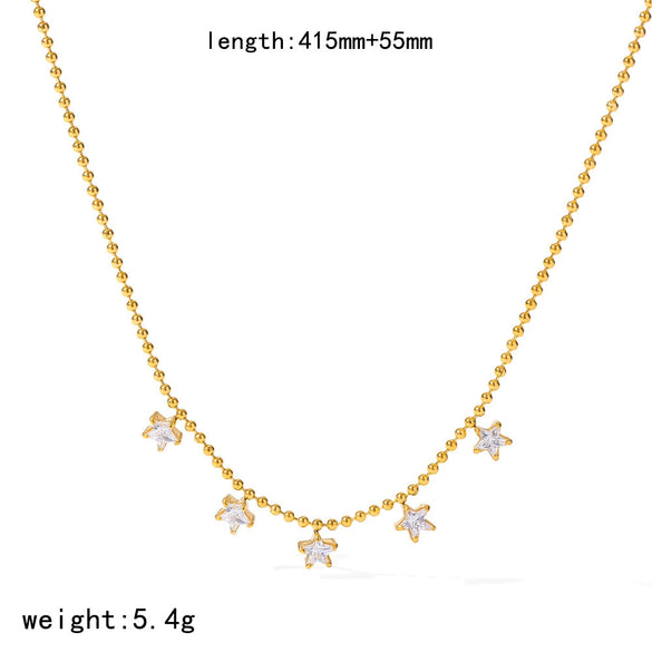 Wholesale Women's Fashion Geometric Diamondencrusted Zircon 18K Gold Vacuum Plated Stainless Steel Finger Chain Integrated Bracelet