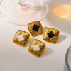 Wholesale Women's Fashion Geometric Diamondshaped Square Stainless Steel Earrings With Pvd Furnace Vacuum Real Gold Plating