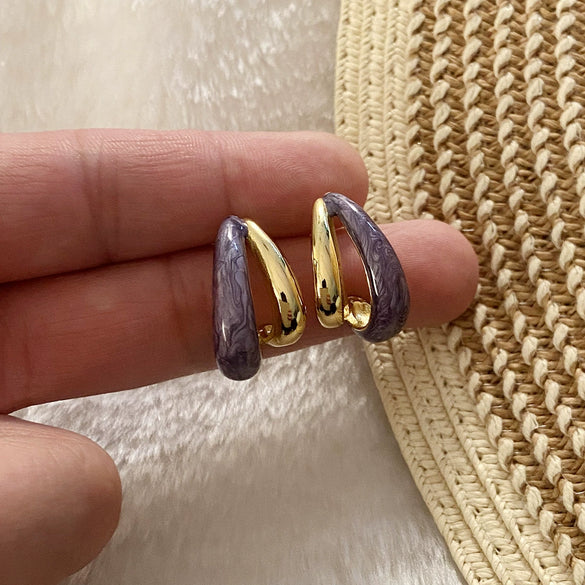 Wholesale Women's Fashion Geometric Dripping Oil Stainless Steel Earrings