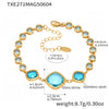Wholesale Women's Fashion Geometric Faceted Transparent Czech Glass Stone 316L Stainless Steel Electroplated Bracelet