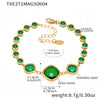Wholesale Women's Fashion Geometric Faceted Transparent Czech Glass Stone 316L Stainless Steel Electroplated Bracelet