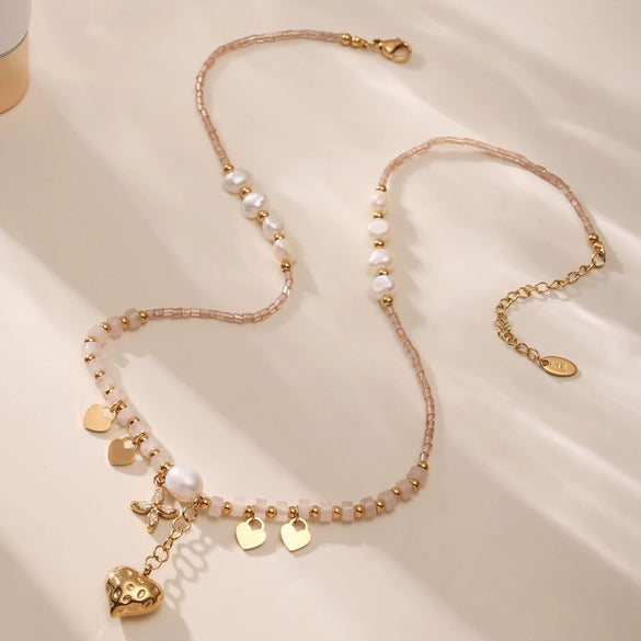 Wholesale Women's Fashion Geometric Ferris Wheel Heart Flower Pendant Necklace Made Of Titanium Steel And Stainless Steel With Electroplating