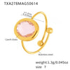 Wholesale Women's Fashion Geometric Ferris Wheel Oval Inlaid Glass Stone Electroplated Stainless Steel Ring