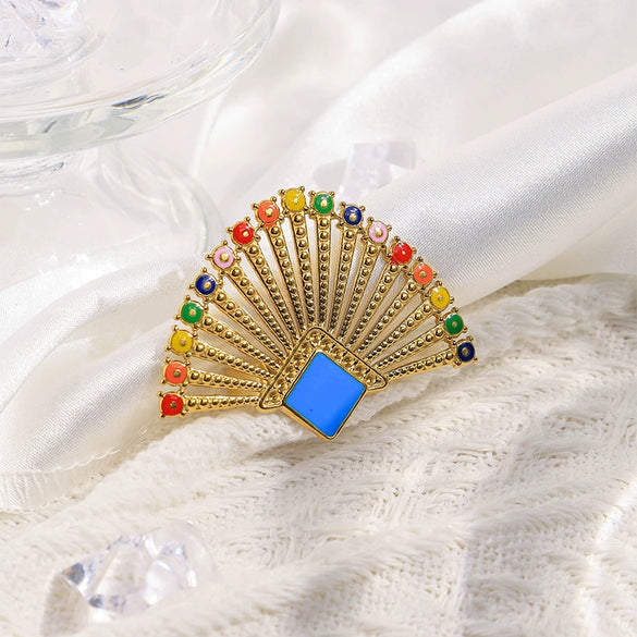 Wholesale Women's Fashion Geometric Flower Stainless Steel Gold Plated Ring