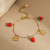 Wholesale Women's Fashion Geometric Fruit Pattern Stainless Steel 18K Gold Plated Bracelet