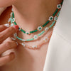 Wholesale Women's Fashion Geometric Handmade Beaded Necklace With Natural Stone And Titanium Steel Gold Plated