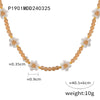 Wholesale Women's Fashion Geometric Handmade Beaded Necklace With Natural Stone And Titanium Steel Gold Plated
