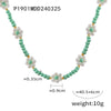 Wholesale Women's Fashion Geometric Handmade Beaded Necklace With Natural Stone And Titanium Steel Gold Plated