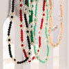Wholesale Women's Fashion Geometric Handmade Beaded Necklace With Natural Stone And Titanium Steel Gold Plated