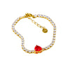 Wholesale Women's Fashion Geometric Heart Shape 18K Gold Plated Stainless Steel Love Bracelet