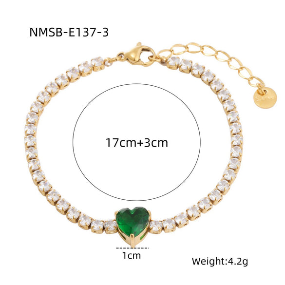 Wholesale Women's Fashion Geometric Heart Shape 18K Gold Plated Stainless Steel Love Bracelet
