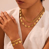 Wholesale Women's Fashion Geometric Heart Shape Stainless Steel 18K Gold Plated Necklace And Bracelet Hand Jewelry