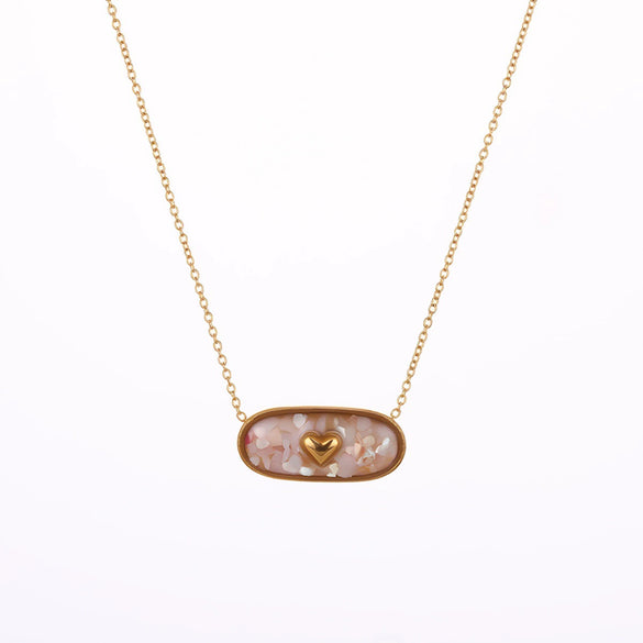 Wholesale Women's Fashion Geometric Heartshaped 18K Gold Electroplated Stainless Steel Necklace