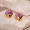 Wholesale Women's Fashion Geometric Heartshaped Stainless Steel 18K Gold Plated Earrings