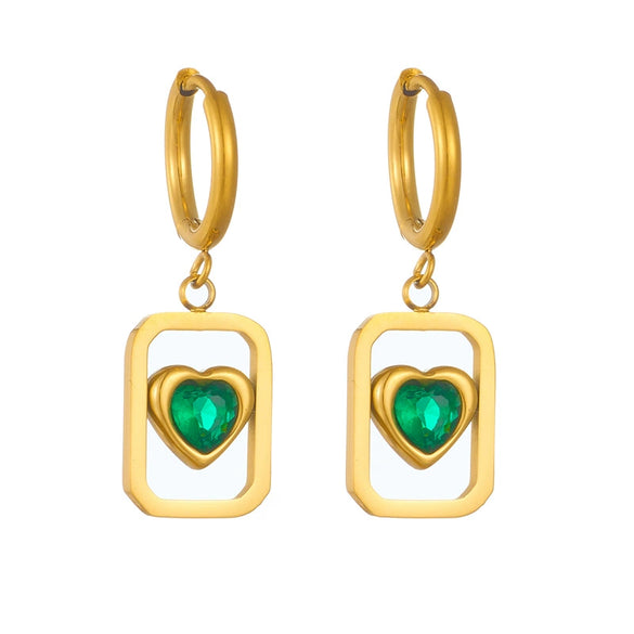 Wholesale Women's Fashion Geometric Hollow Retro Love Titanium Steel Goldplated Pendant Earrings