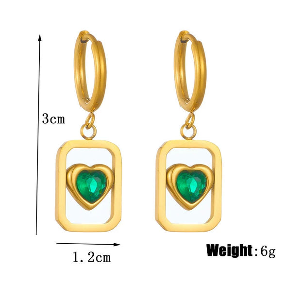 Wholesale Women's Fashion Geometric Hollow Retro Love Titanium Steel Goldplated Pendant Earrings
