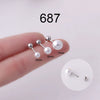 Wholesale Women's Fashion Geometric Imitation Pearl Titanium Steel Handmade Ear Bone Nails Earrings