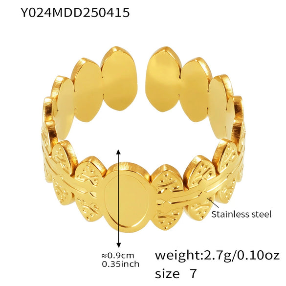Wholesale Women's Fashion Geometric Irregular Niche Stainless Steel Ring With Electroplating