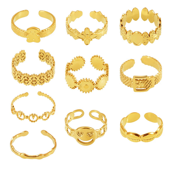 Wholesale Women's Fashion Geometric Irregular Niche Stainless Steel Ring With Electroplating