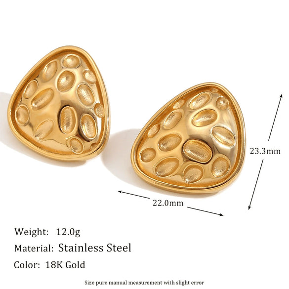 Wholesale Women's Fashion Geometric Irregular Triangle Hammer Earrings Stainless Steel 18K Gold Plated