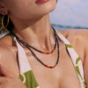 Wholesale Women's Fashion Geometric Lapis Lazuli Red Agate Necklace With Stainless Steel Chain 18K Gold Plated