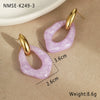Wholesale Women's Fashion Geometric Macaron Color Resin Stainless Steel Gold Plated Earrings