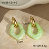 Wholesale Women's Fashion Geometric Macaron Color Resin Stainless Steel Gold Plated Earrings