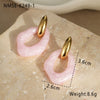 Wholesale Women's Fashion Geometric Macaron Color Resin Stainless Steel Gold Plated Earrings