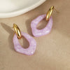 Wholesale Women's Fashion Geometric Macaron Color Resin Stainless Steel Gold Plated Earrings