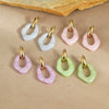 Wholesale Women's Fashion Geometric Macaron Color Resin Stainless Steel Gold Plated Earrings