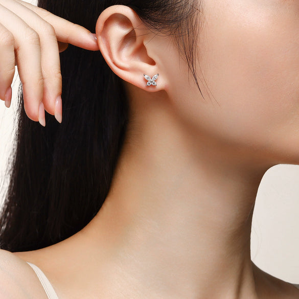 Wholesale Women's Fashion Geometric Moissanite Earrings S925 Silver Set With Diamonds