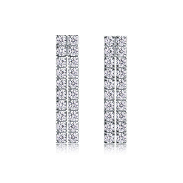 Wholesale Women's Fashion Geometric Moissanite Inlaid 925 Silver Tassel Earrings
