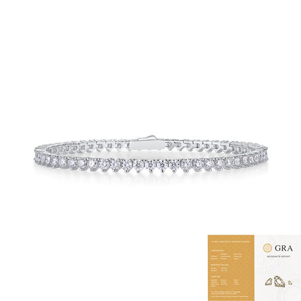 Wholesale Women's Fashion Geometric Moissanite Silver Bracelet 925 Silver Platinum Plated Set With Diamonds