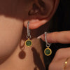 Wholesale Women's Fashion Geometric Natural Green Agate Twist Earrings Stainless Steel Pvd Plated 18K Gold Ear Buckle