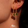 Wholesale Women's Fashion Geometric Natural Green Agate Twist Earrings Stainless Steel Pvd Plated 18K Gold Ear Buckle