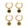 Wholesale Women's Fashion Geometric Natural Green Agate Twist Earrings Stainless Steel Pvd Plated 18K Gold Ear Buckle