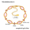 Wholesale Women's Fashion Geometric Pattern Faceted Glass Stone 5A Zircon Full Diamond Stainless Steel Electroplated Bracelet