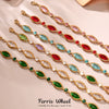 Wholesale Women's Fashion Geometric Pattern Faceted Glass Stone 5A Zircon Full Diamond Stainless Steel Electroplated Bracelet