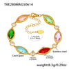 Wholesale Women's Fashion Geometric Pattern Faceted Glass Stone 5A Zircon Full Diamond Stainless Steel Electroplated Bracelet