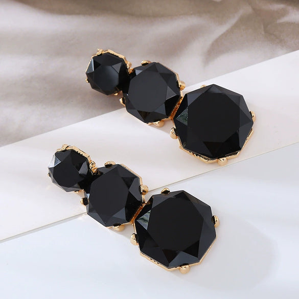 Wholesale Women's Fashion Geometric Polygonal Alloy Resin Transparent Handmade Earrings