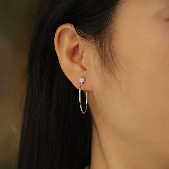 Wholesale Women's Fashion Geometric S925 Silver Earrings Set With Diamonds And Moissanite