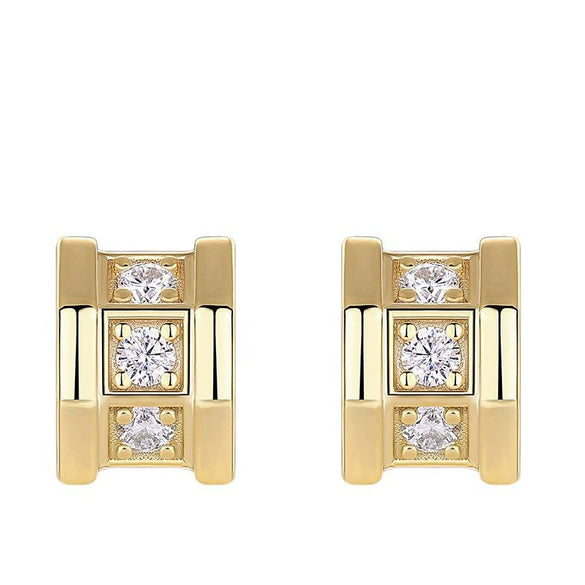 Wholesale Women's Fashion Geometric S925 Silver Earrings Set With Diamonds