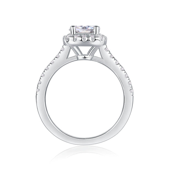 Wholesale Women's Fashion Geometric S925 Silver Moissanite Ring Set With Diamonds