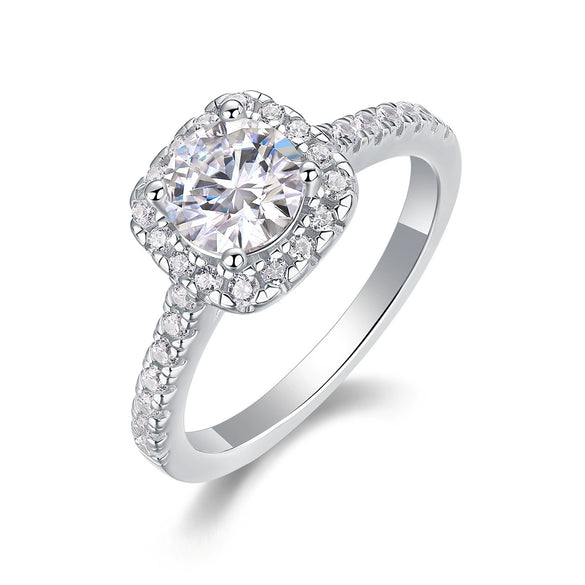 Wholesale Women's Fashion Geometric S925 Silver Moissanite Ring Set With Diamonds