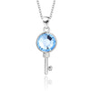 Wholesale Women's Fashion Geometric S925 Sterling Silver Austrian Crystal Necklace With Cross Chain And Hundred Tower Key Pendant