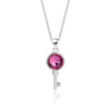 Wholesale Women's Fashion Geometric S925 Sterling Silver Austrian Crystal Necklace With Cross Chain And Hundred Tower Key Pendant