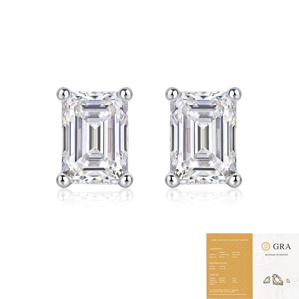 Wholesale Women's Fashion Geometric 925 Silver Moissanite Inlaid Ear Studs
