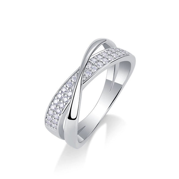 Wholesale Women's Fashion Geometric 925 Silver Moissanite Inlay Ring
